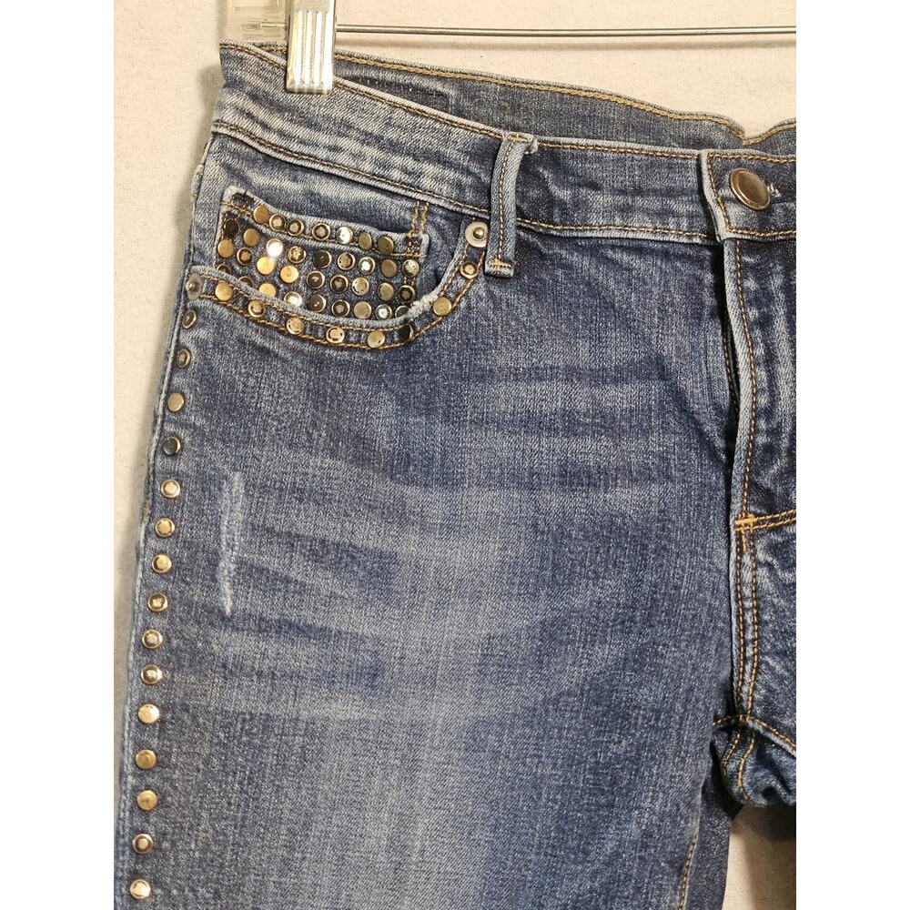 GRAY Saks Fifth Avenue Studded Skinny Jeans Medium Wash Distressed Women's - Picture 4 of 16